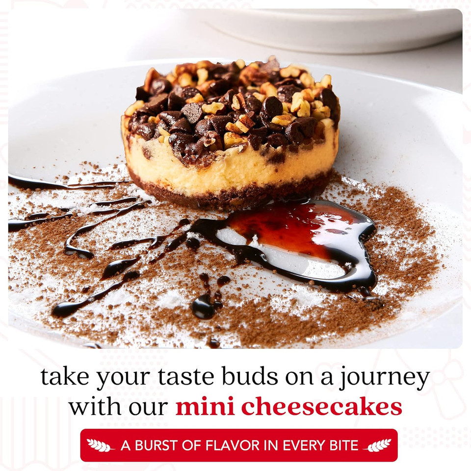 David'S Cookies Turtle Chocolate Pecan Mini Cheesecakes - 6Pcs Of Gourmet Bite-Sized Treats - Decadent Crunchy Pecans Made With Only The Finest Ingredients