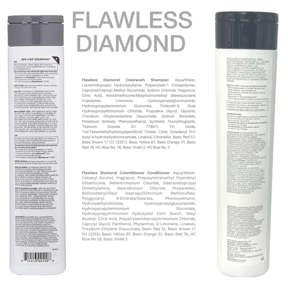 Celeb Luxury Gem Lites Duo Color Depositing Colorwash Shampoo & Conditioner Set + Bondfix Bond Rebuilder, Semi Permanent Hair Color, Vegan Hair Dye, Flawless Diamond Celeb Luxury Gem Lites Duo Color Depositing Colorwash Shampoo & Conditioner Set + Bondfix Bond Rebuilder, Semi Permanent Hair Color, Vegan Hair Dye, Flawless Diamond