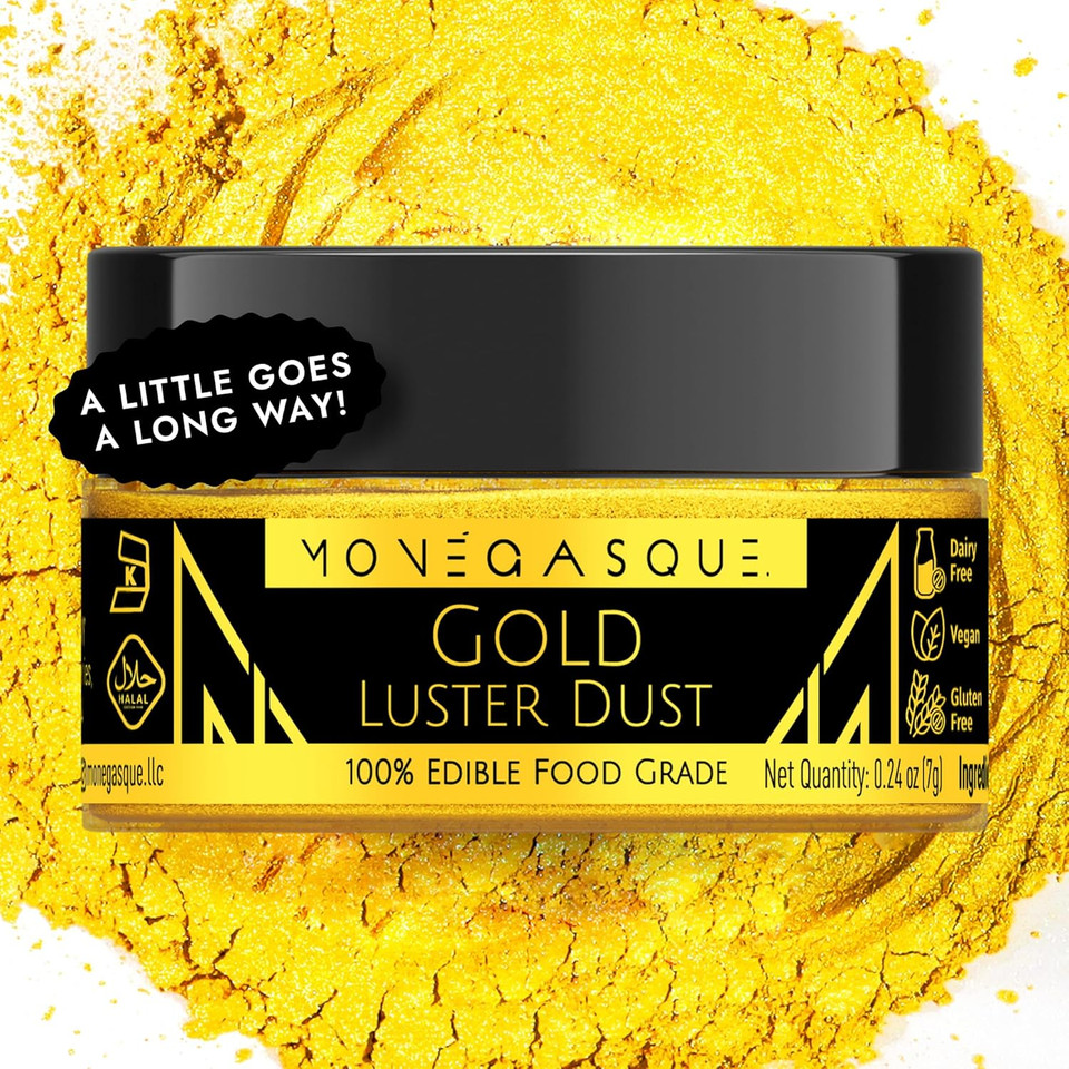 Monã£Â©Gasque Gold Luster Dust Edible Glitter For Cocktails 7G ÃÂ Premium Edible Gold Dust ÃÂ Edible Luster Dust ÃÂ Gold Edible Glitter For Drinks ÃÂ Drink Glitter Edible Dust ÃÂ Edible Glitter For Cakes