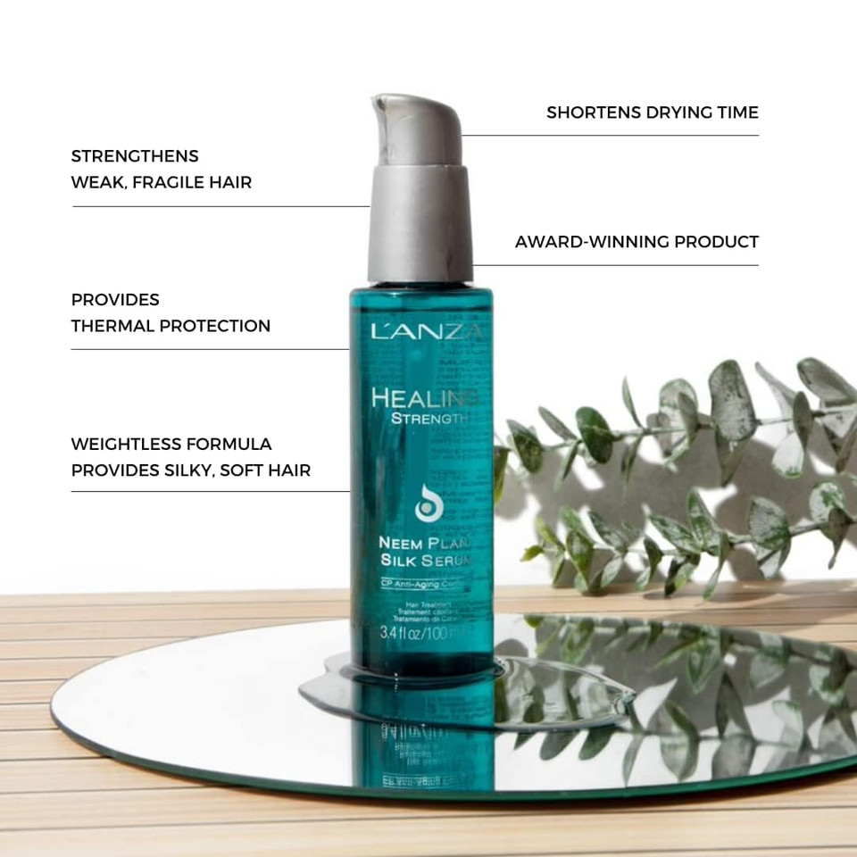 L'Anza Healing Strength Holiday Gift Set Trio, White Tea Shampoo, Manuka Honey Conditioner & Neem Plant Silk Hair Serum In Gift Box, Luxury Hair Care For Dry, Damaged Hair (10.1/8.5/3.4 Fl Oz)