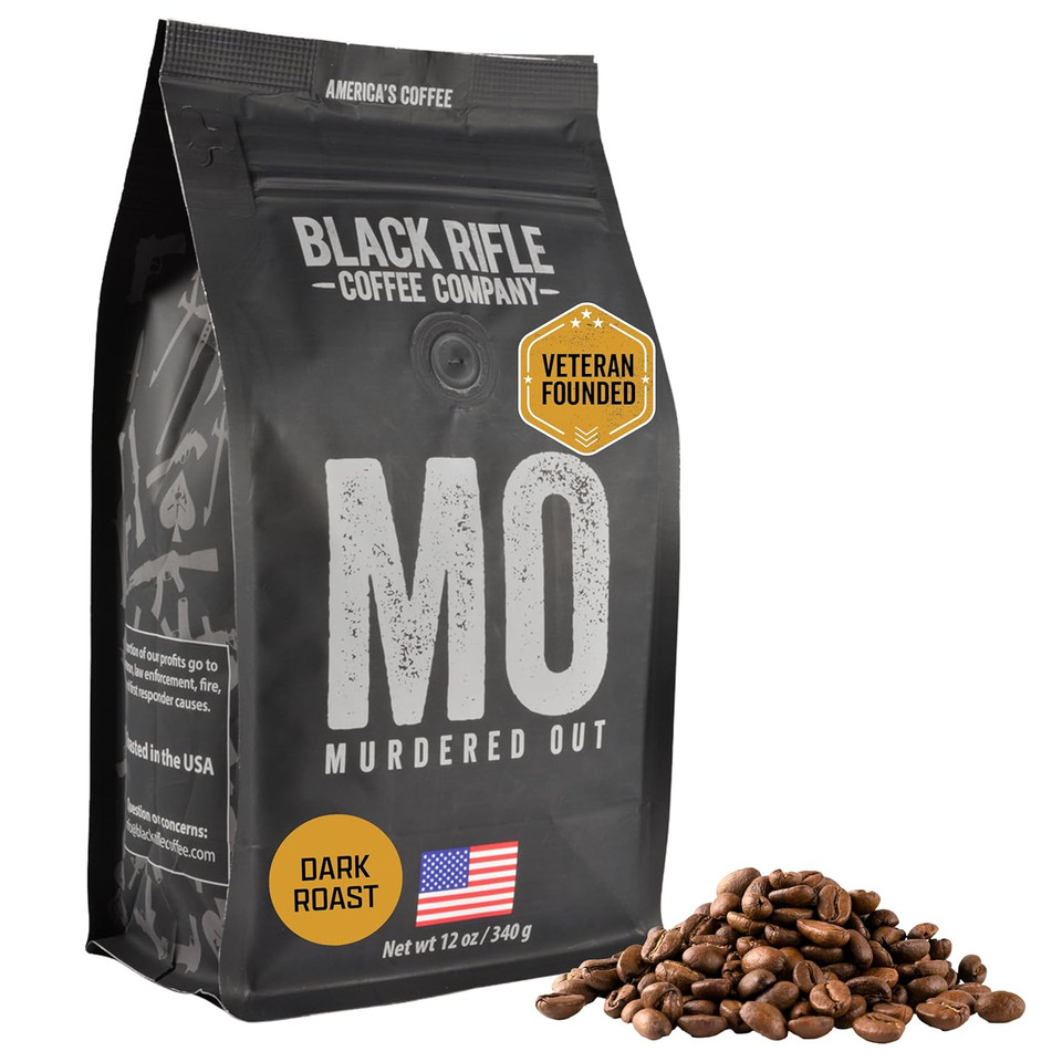 Black Rifle Coffee Company Murdered Out (Extra Dark Roast) Whole Bean Coffee, 12 Ounce Bag Of Coffee Beans, Extra Dark Roast Coffee Beans, Extra Dark Roast With Bold Aroma And Smoky Flavors