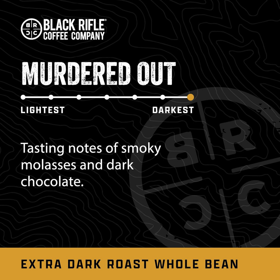 Black Rifle Coffee Company Murdered Out (Extra Dark Roast) Whole Bean Coffee, 12 Ounce Bag Of Coffee Beans, Extra Dark Roast Coffee Beans, Extra Dark Roast With Bold Aroma And Smoky Flavors