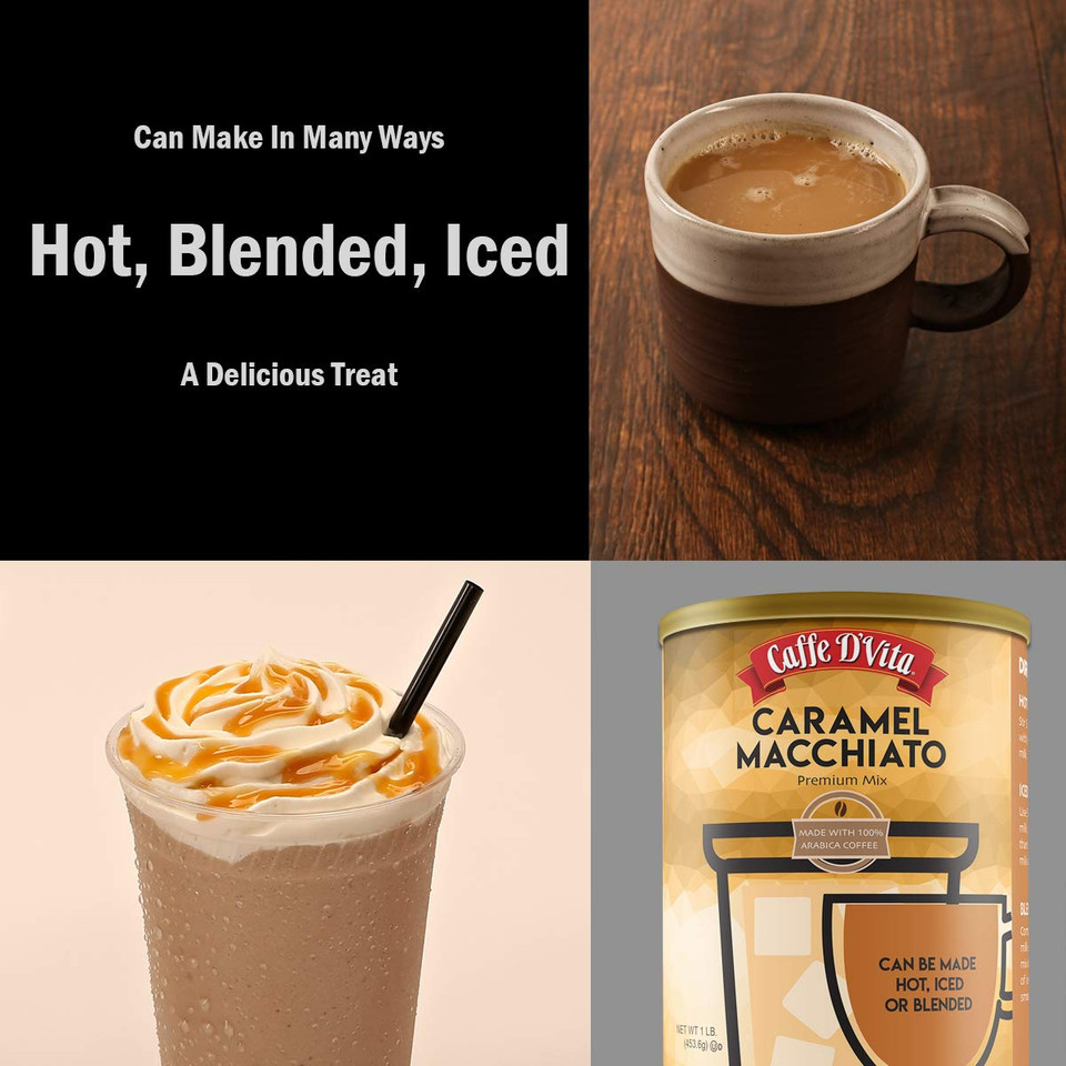 Caffe Dã¢ÂVita Caramel Macchiato - Coffee Caramel Macchiato, Caramel Instant Coffee, Latte Mix, Gluten Free, No Cholesterol, No Hydrogenated Oils, Kosher-Dairy, Caramel Macchiato Coffee - 1 Lb Can