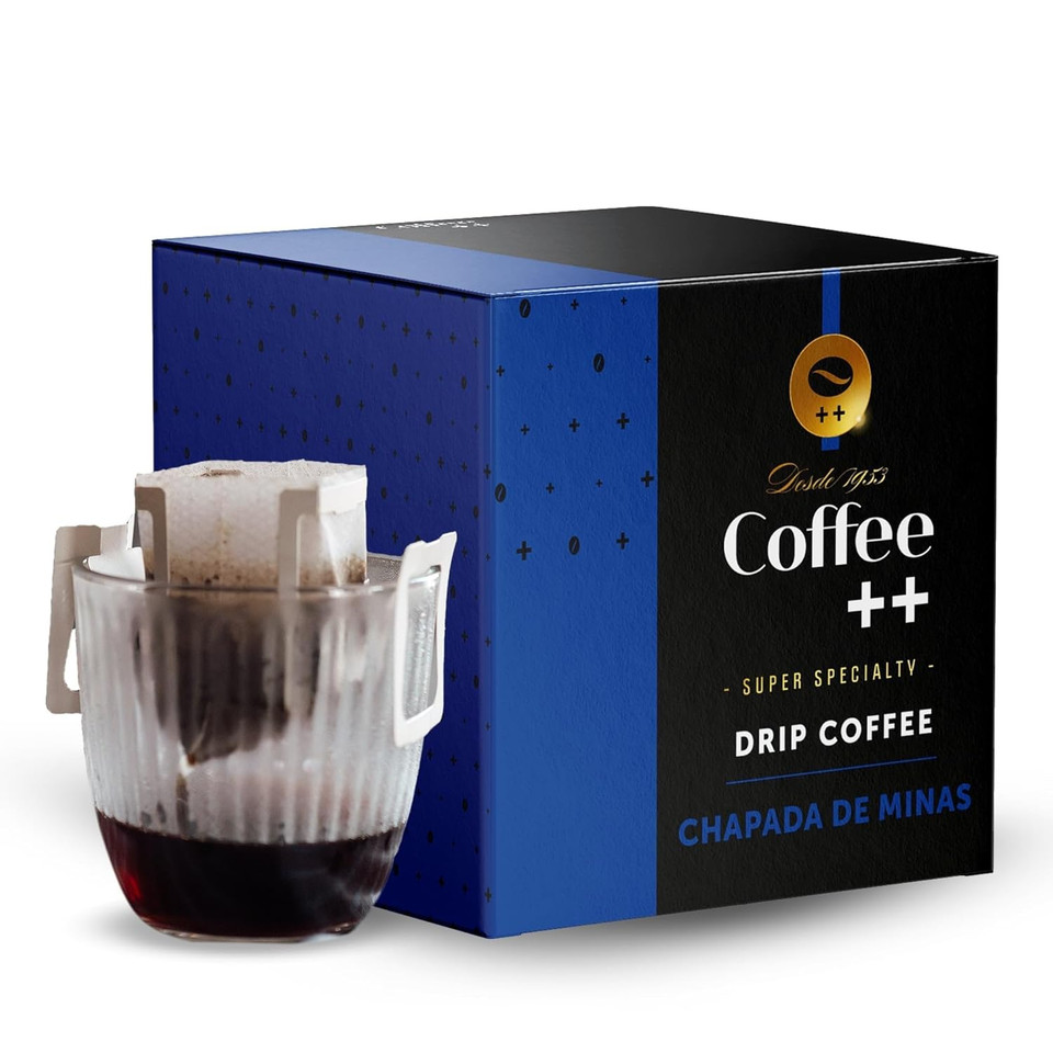 Pour Over Coffee Plus | Unique Flavor In Portable Drip Bags | Gourmet Coffee Experience, Easy To Use, Freshness, Eco-Friendly | Medium Roast Beans | Single Serve Premium Packs | Blue | 10 Servings