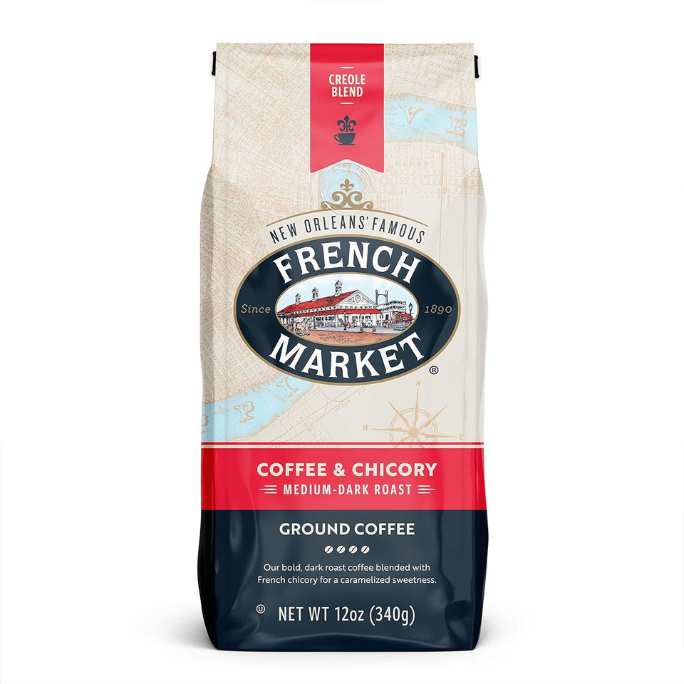 French Market Coffee & Chicory Medium-Dark Roast Ground Coffee, 12Oz Bag (Pack Of 1)