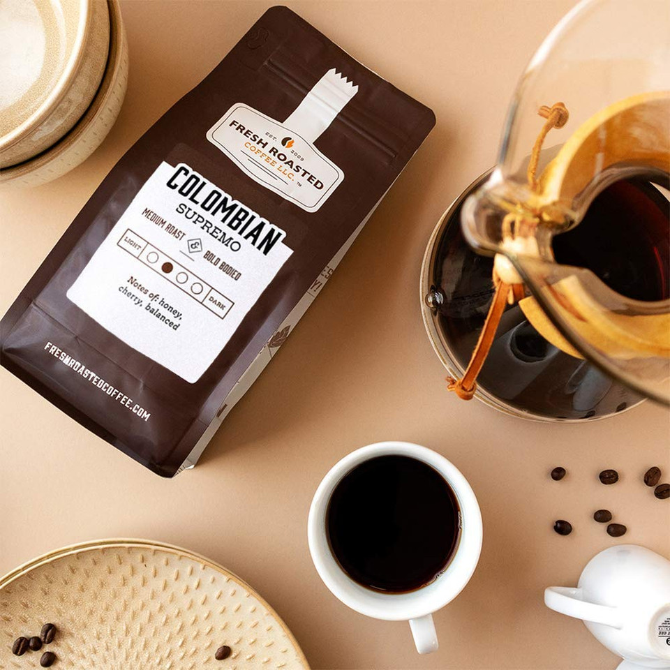 Fresh Roasted Coffee,100% Colombian, 2 Lb (32 Oz), Medium Roast, Kosher, Whole Bean