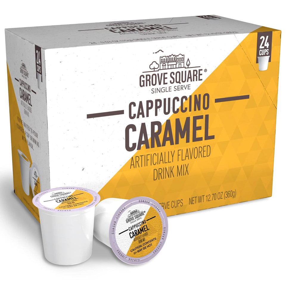 Grove Square Cappuccino Pods, Caramel, Single Serve (Pack Of 24)