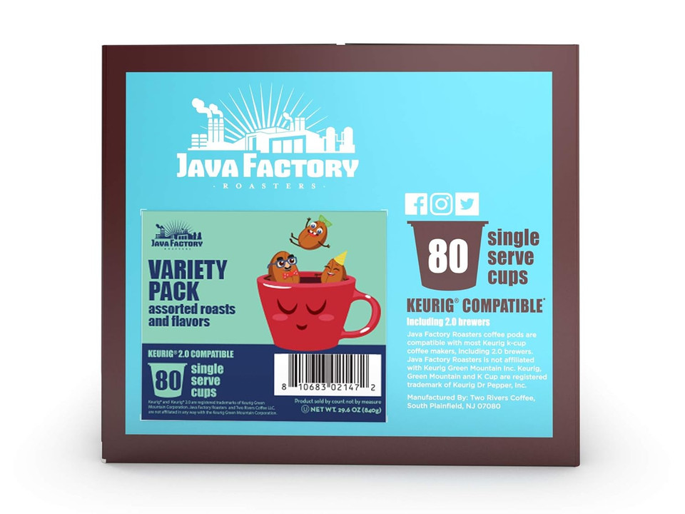 Java Factory Coffee Pods Compatible With K Cup Brewers Including 2.0, Assorted Variety Pack, 80 Count
