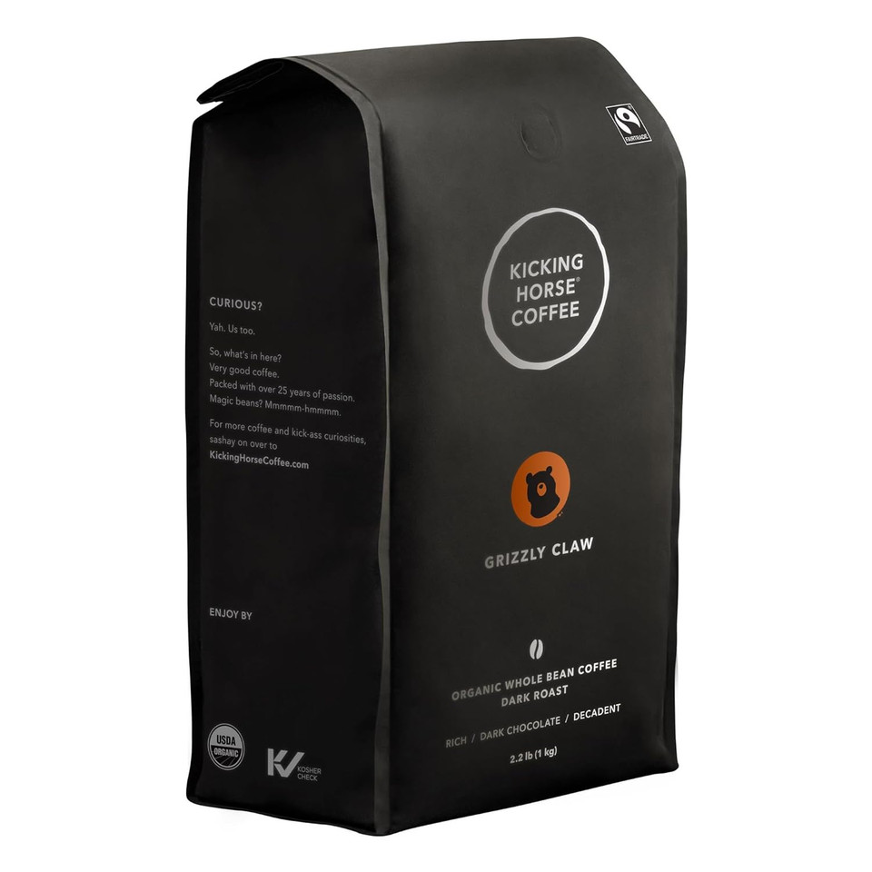 Kicking Horse Coffee, Grizzly Claw, Dark Roast, Whole Bean, 2.2 Pound - Certified Organic, Fairtrade, Kosher Coffee