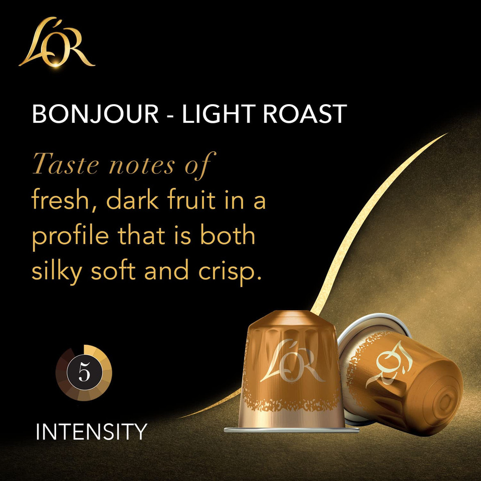 L'Or Coffee Pods, 30 Capsules Bonjour Light Roast Blend, Single Cup Aluminum Coffee Capsules Exclusively Compatible With The L'Or Barista System