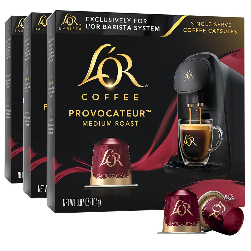 L'Or Coffee Pods, 30 Capsules Provocateur Medium Roast Blend, Single Cup Aluminum Coffee Capsules Exclusively Compatible With The L'Or Barista System