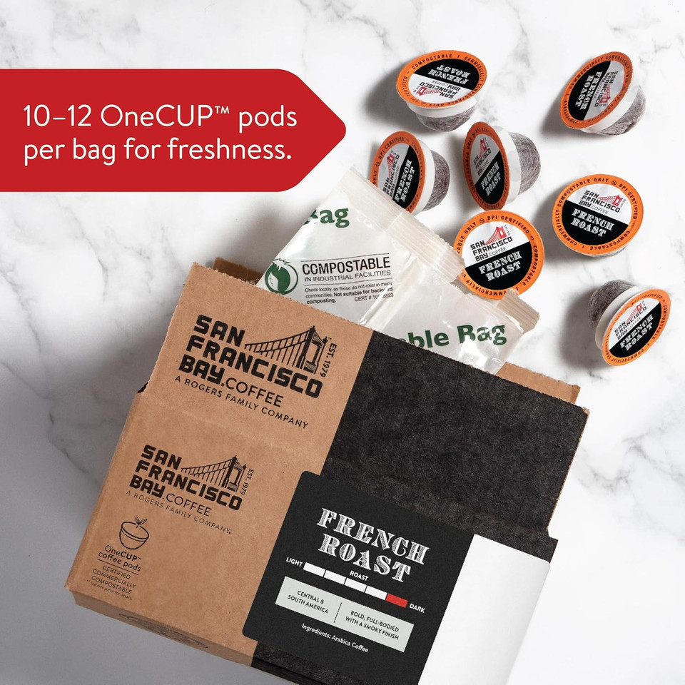 San Francisco Bay Compostable Coffee Pods - French Roast (36 Ct) K Cup Compatible Including Keurig 2.0, Dark Roast