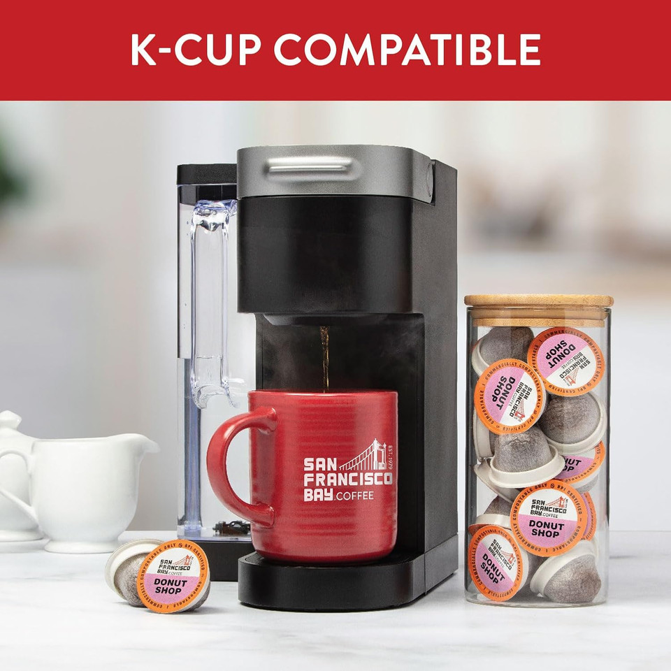 San Francisco Bay Compostable Coffee Pods - Donut Shop (36 Ct) K Cup Compatible Including Keurig 2.0, Light Roast San Francisco Bay Compostable Coffee Pods - Donut Shop (36 Ct) K Cup Compatible Including Keurig 2.0, Light Roast