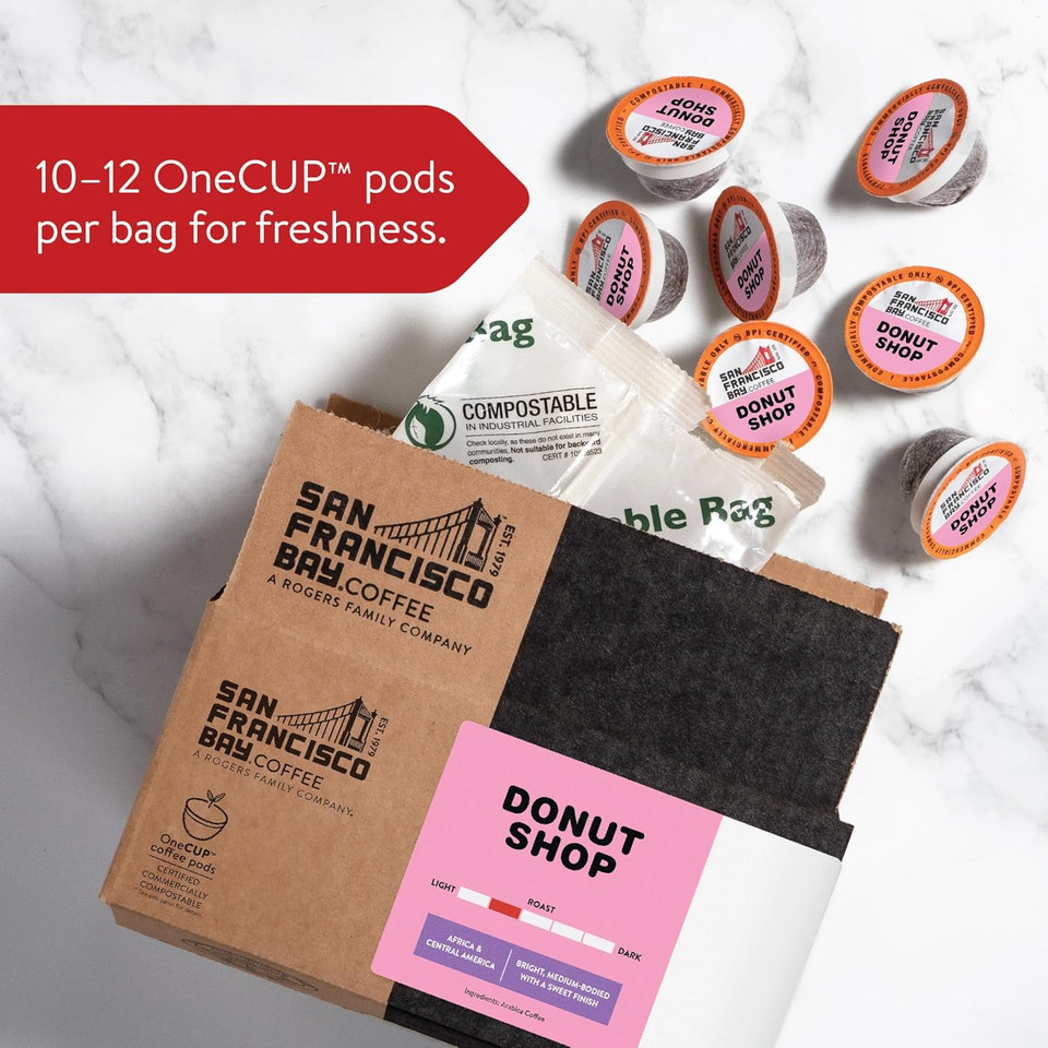 San Francisco Bay Compostable Coffee Pods - Donut Shop (36 Ct) K Cup Compatible Including Keurig 2.0, Light Roast San Francisco Bay Compostable Coffee Pods - Donut Shop (36 Ct) K Cup Compatible Including Keurig 2.0, Light Roast