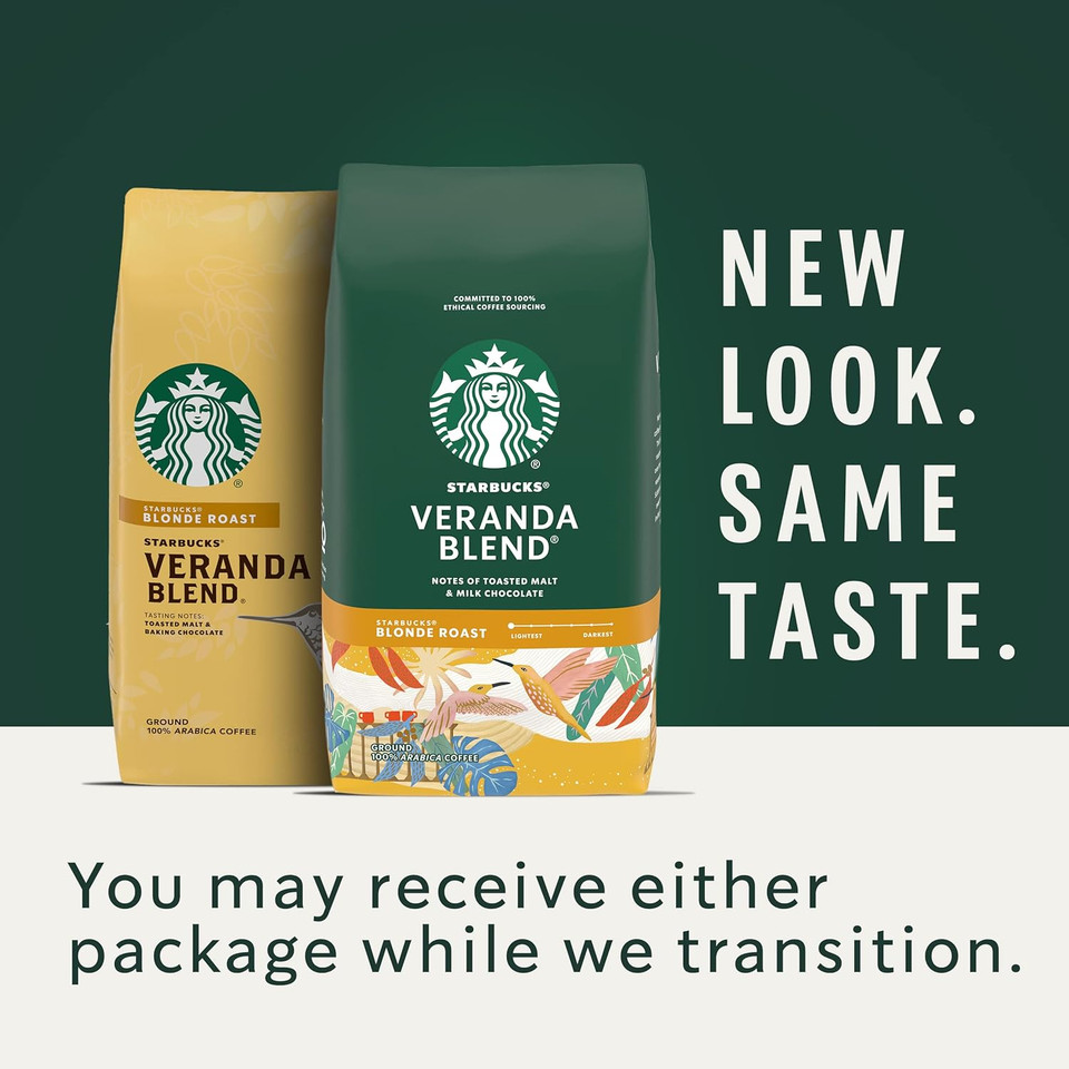Starbucks Blonde Roast Ground Coffee  Veranda Blend  100% Arabica  1 Bag (18 Oz.)