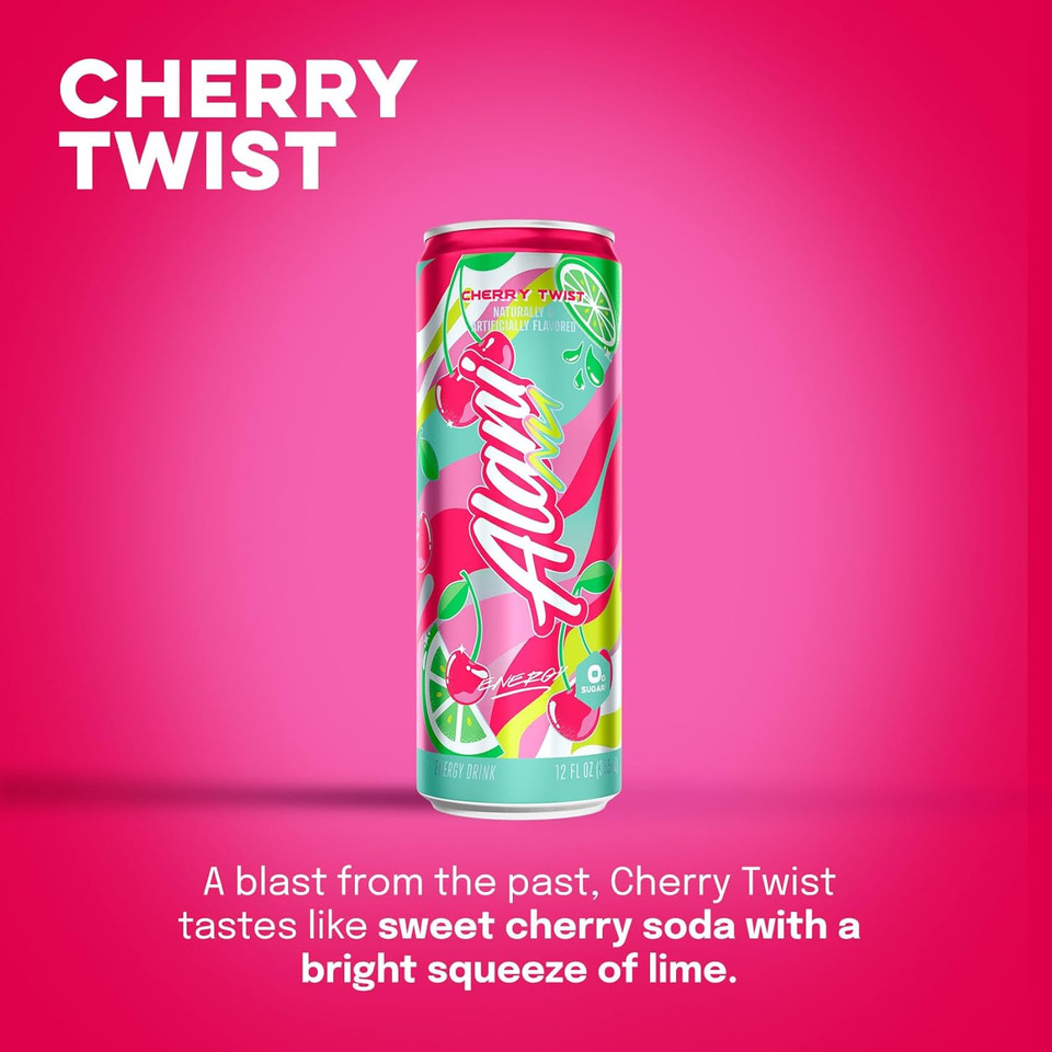 Alani Nu Cherry Twist Sugar Free, Low Calorie Energy Drinks | 200Mg Caffeine | Pre Workout Performance With Antioxidants | Biotin B Vitamins | Zero Sugar | 15 Calories | 12 Fl Oz Cans