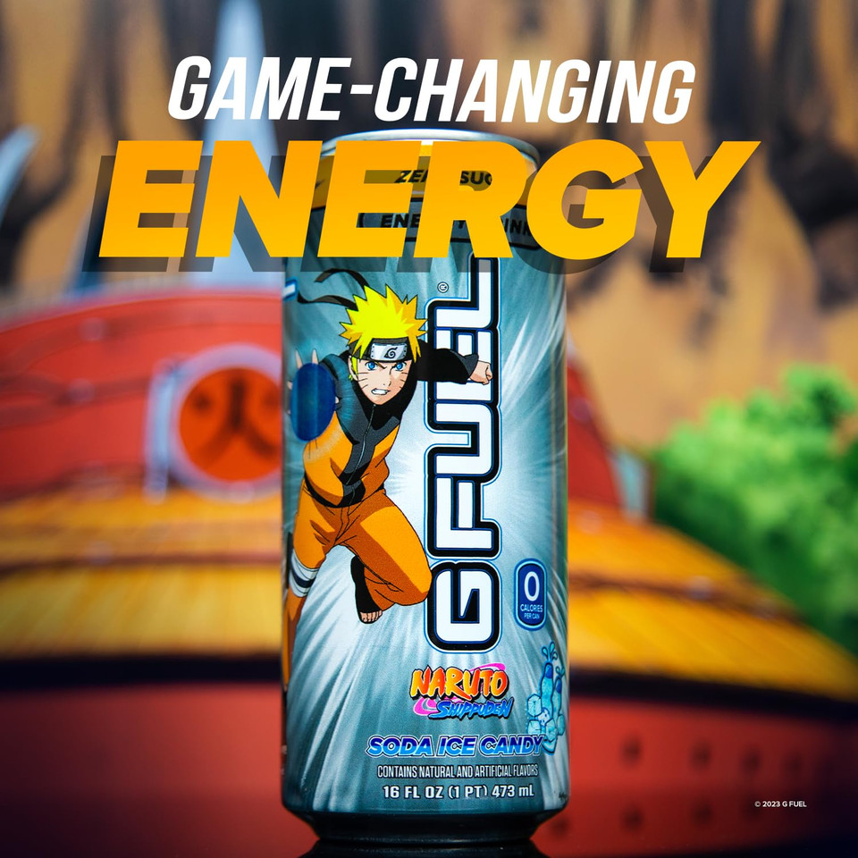 G Fuel Soda Ice Candy Flavored Energy Drink - Inspired By Naruto Shippuden, 16 Oz Can, 12-Pack Case