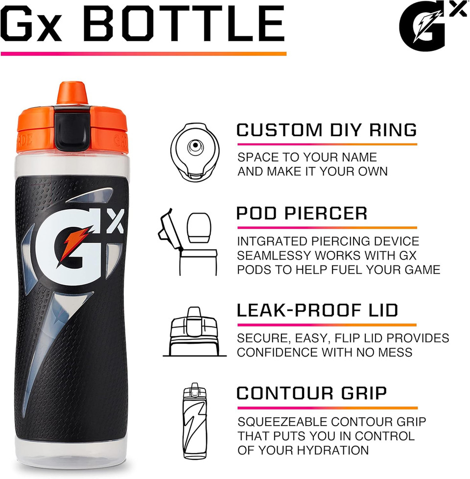 Gatorade Gx Hydration System, Non-Slip Gx Squeeze Bottles & Gx Sports Drink Concentrate Pods, Purple