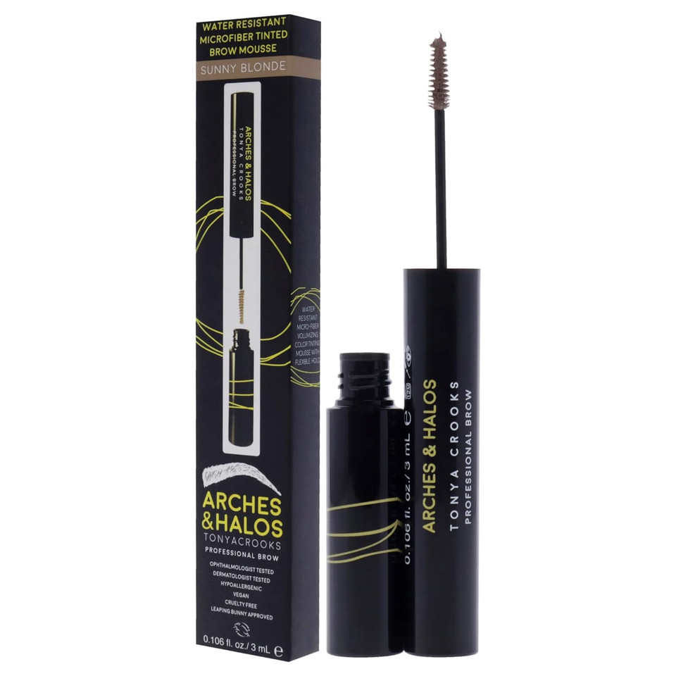 Arches & Halos Microfiber Tinted Brow Mousse - Shape And Define - For Full, Fluffy, Natural Looking Brows - Vegan And Cruelty Free Makeup - Sunny Blonde, 0.11 Ozsunny Blonde1 Count (Pack Of 1)