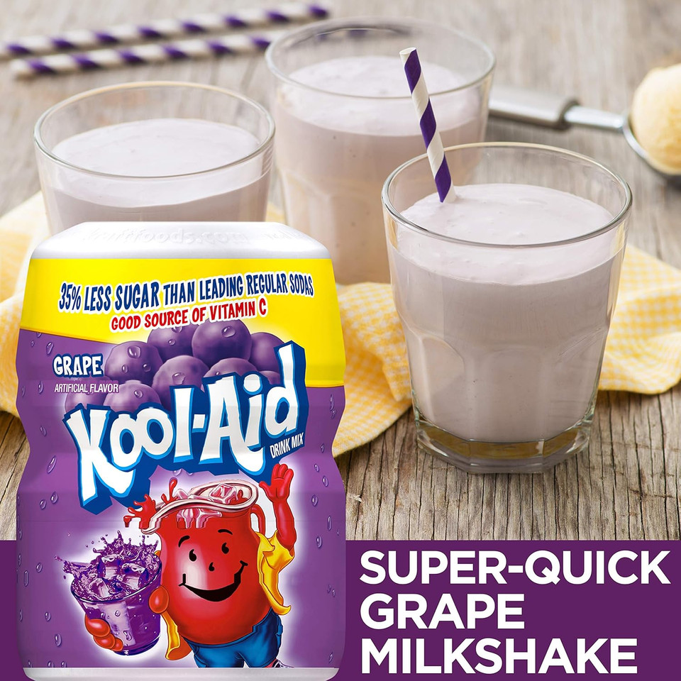 Kool-Aid Caffeine Free Grape Sweetened Powdered Drink Mix 12 Count 19 Oz Canisters