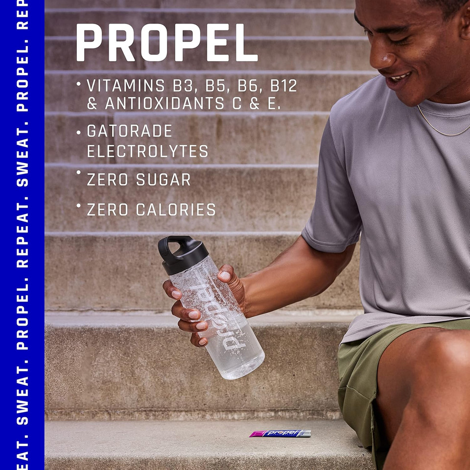 Propel Powder Packets, Black Cherry With Electrolytes, Vitamins And No Sugar (Packaging May Vary), 10 Count (Pack Of 12)