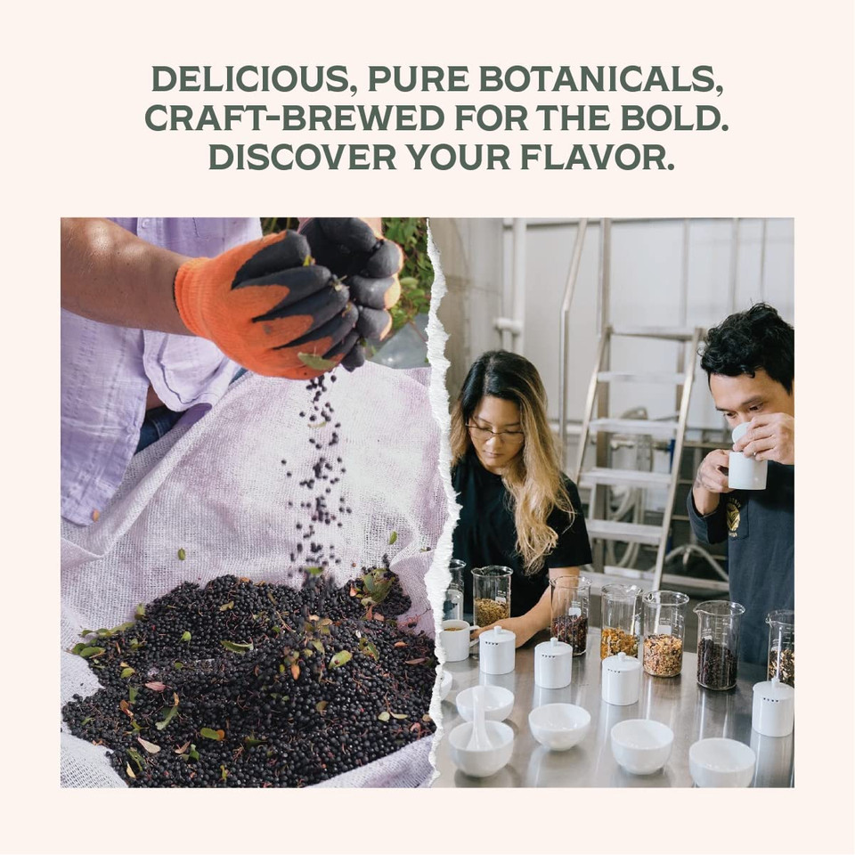 Rishi Tea Black Lemon Sparkling Botanicals Sparkling Water - Organic, Unsweetened, Zero Added Sugar, Caffeinated, Real Plants, Virtus Botanicals - 12 Oz (Pack Of 12)