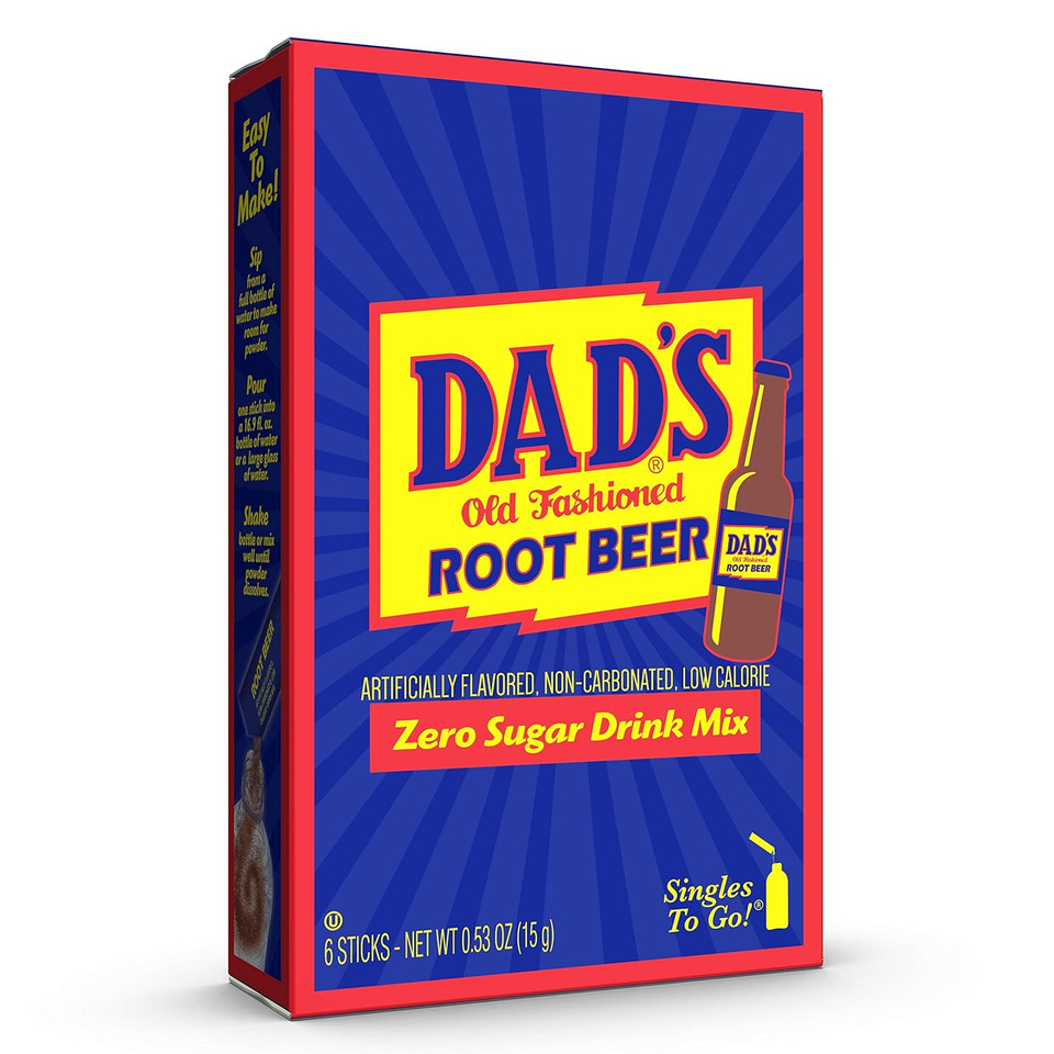 Dad'S Old Fashioned Root Beer Singles To Go Sugar Free Powder Drink Mix 6 Sticks Per Box, 12 Boxes (72 Total Sticks)