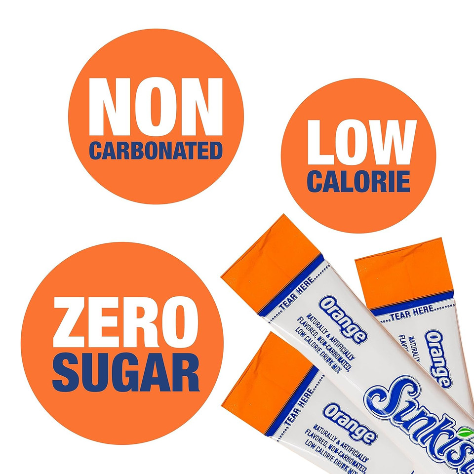 Sunkist Soda Variety Pack, Singles To Go Orange, Strawberry, Grape And Peach (40 Total Sticks)