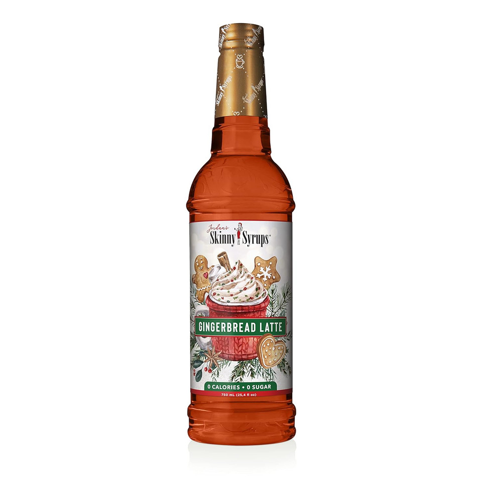 Jordan'S Skinny Syrups Sugar Free Coffee Syrup, Gingerbread Latte Flavor Drink Mix, Zero Calorie Flavoring For Lattes, Protein Shake, Food & More, Gluten Free, Keto Friendly, 25.4 Fl Oz, 1 Pack