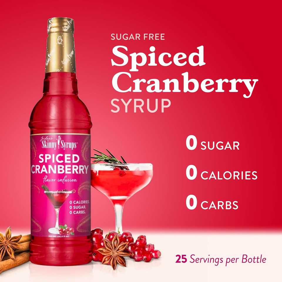 Jordan'S Skinny Mixes Syrups, Spiced Cranberry, Sugar Free Flavor Infusion, 25.4 Fl Oz (Pack Of 1)