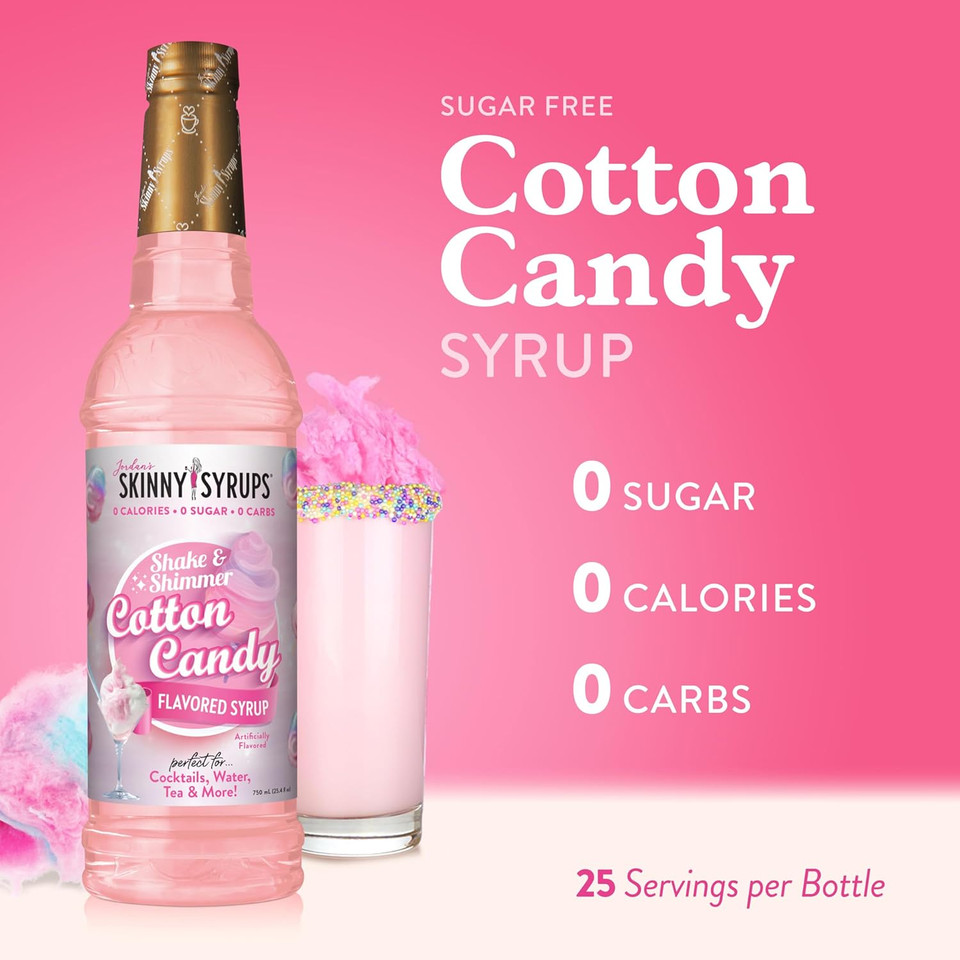 Jordan'S Skinny Mixes Sugar Free Syrup, Cotton Candy Flavor, Fruit Flavored Water Enhancer, Drink Mix For Ice Tea, Lemonade & More, Zero Calorie Flavoring, Keto Friendly, 25.4 Fl Oz, 1 Pack Jordan'S Skinny Mixes Sugar Free Syrup, Cotton Candy Flavor, Fruit Flavored Water Enhancer, Drink Mix For Ice Tea, Lemonade & More, Zero Calorie Flavoring, Keto Friendly, 25.4 Fl Oz, 1 Pack