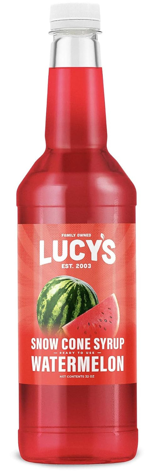 Lucy'S Family Owned - Shaved Ice Snow Cone Syrup - Watermelon - 32 Oz Syrup Bottle