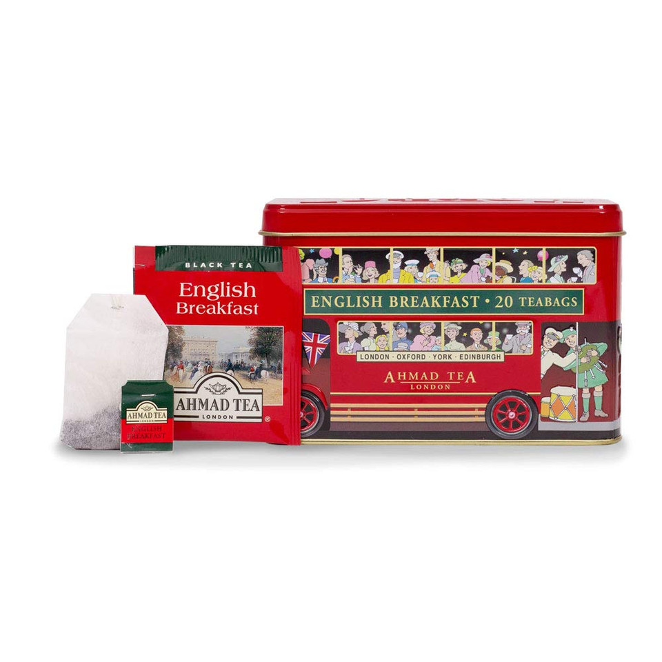 Ahmad Tea London Bus Tin, English Breakfast, 20 Count Tin
