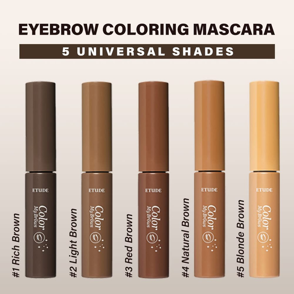 Etude Color My Brows 4.5G #1 Rich Brown | Eyes Makeup | Eyebrow Mascara, Quickly Fixing Natural Eyebrow Makeup With Care Effect | Kbeauty1 Rich Brown_20Ad