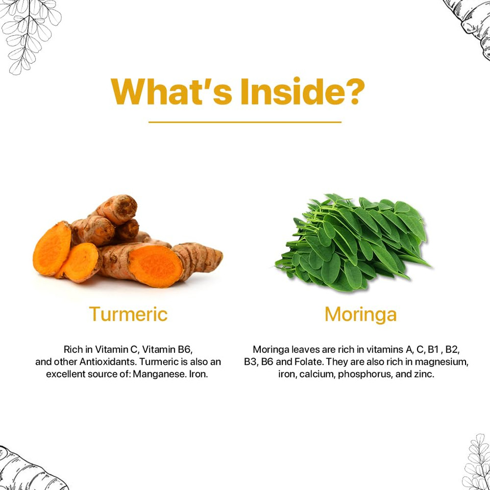 Blue Tea - Turmeric Moringa Tea - 15 Tea Bags || Ayurvedic Blend || Immunity Booster - Herbal Tea Ingredients - Caffeine Free - Non-Gmo - Vegan - Gluten Free - Healthy Tea | Reusable Tin Pack
