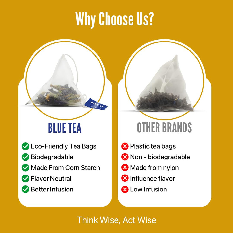 Blue Tea - Chamomile Tea - Lavender - 30 Count - Plant Based Tea Bag || Calming Blend || Herbal Tea - Caffeine Free - Flower Based - Relax Tea - Vegan - Non-Bitter | Tin Container