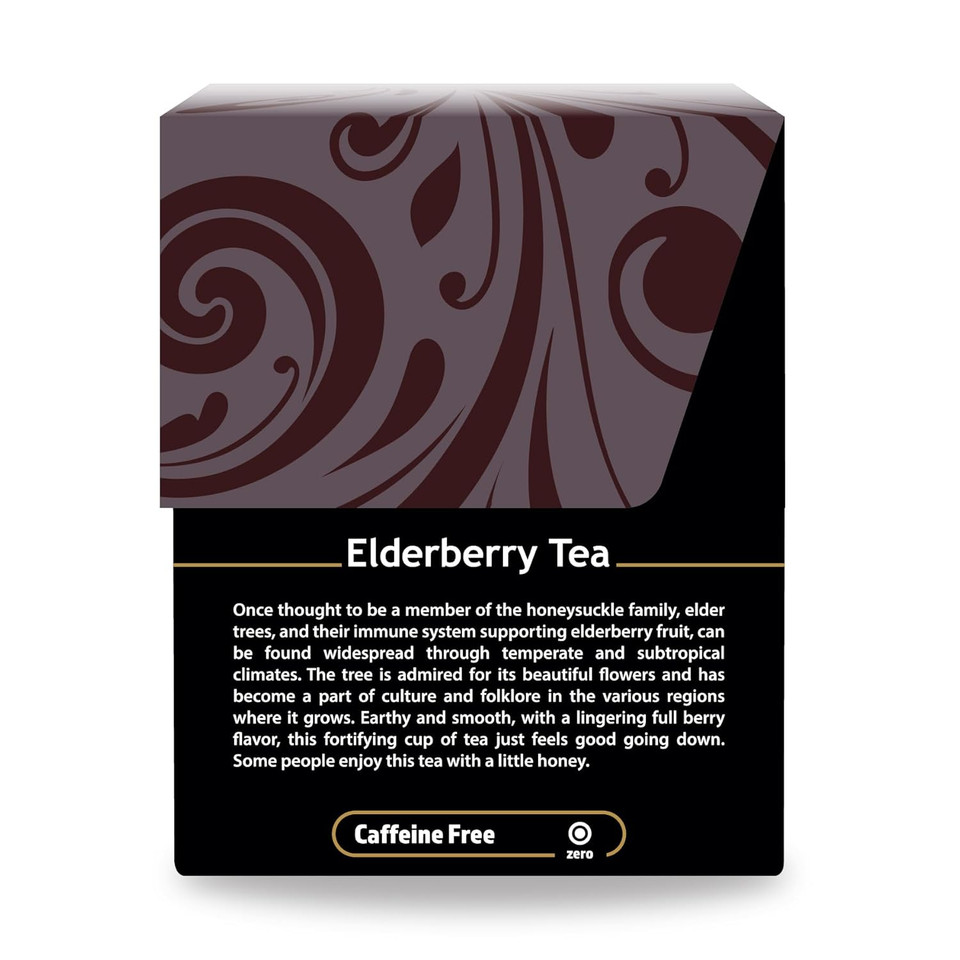 Buddha Teas Organic Elderberry Tea - Kosher, Caffeine-Free, Gmo-Free - 18 Bleach-Tea Bags, Pack Of 3