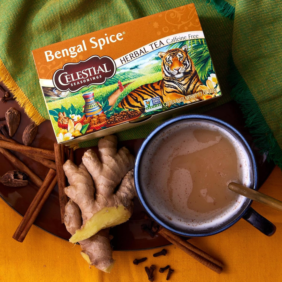 Celestial Seasonings Herbal Tea Variety Pack, Bengal Spice, Sleepytime, Honey Vanilla Chamomile, Country Peach Passion, Peppermint & Chamomile, Caffeine Free, 20 Tea Bags (Pack Of 6)
