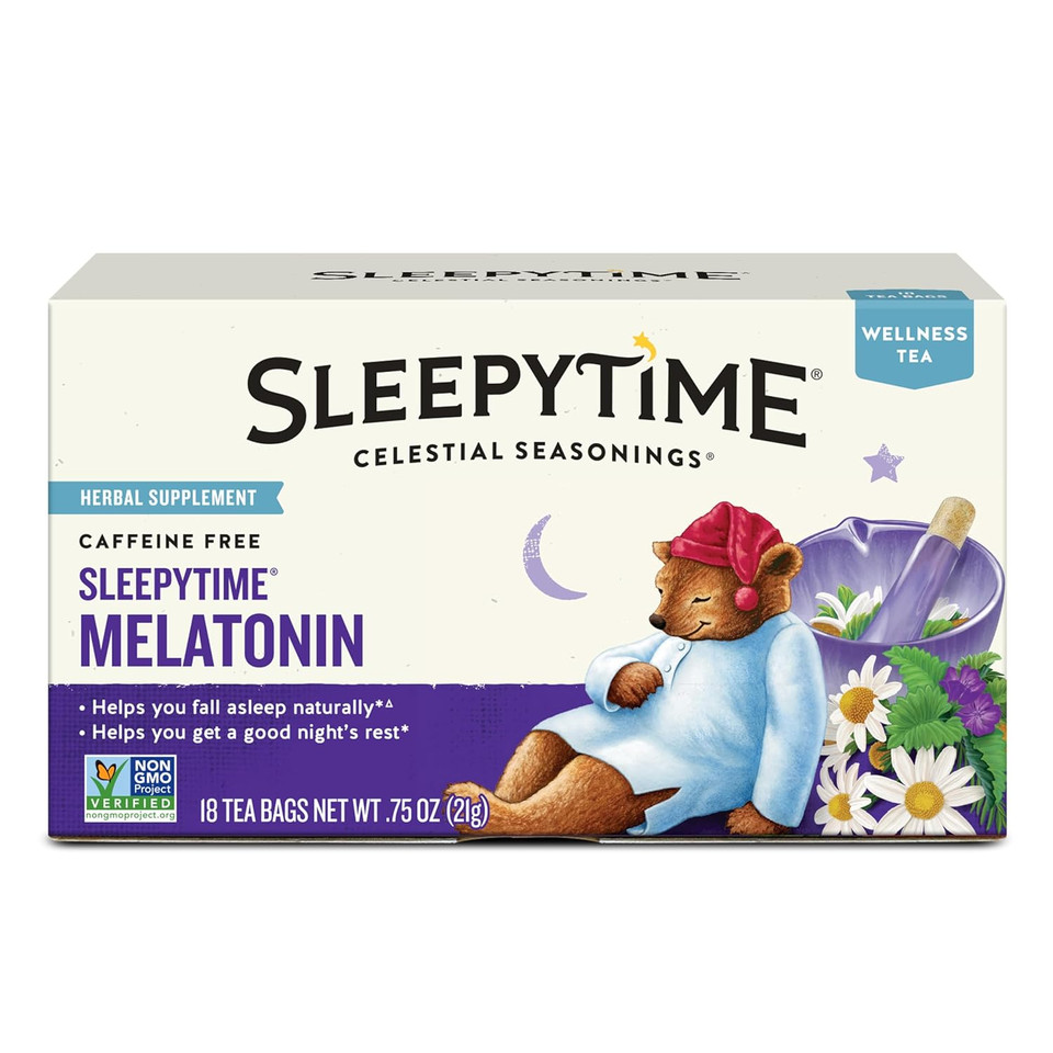 Celestial Seasonings Sleepytime Wellness Tea Plus Probiotics, Caffeine Free, 18 Tea Bags Box