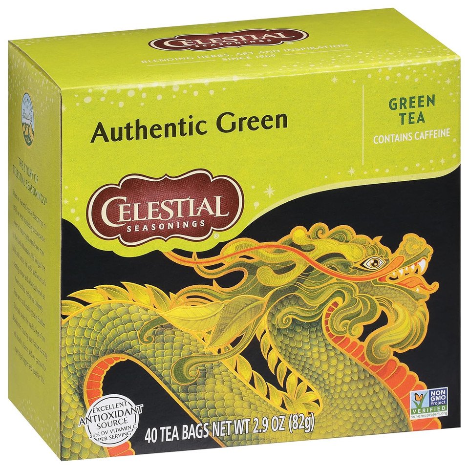 Celestial Seasonings Green Tea, Authentic, Contains Caffeine, 40 Count (Pack Of 6) (Packaging May Vary)