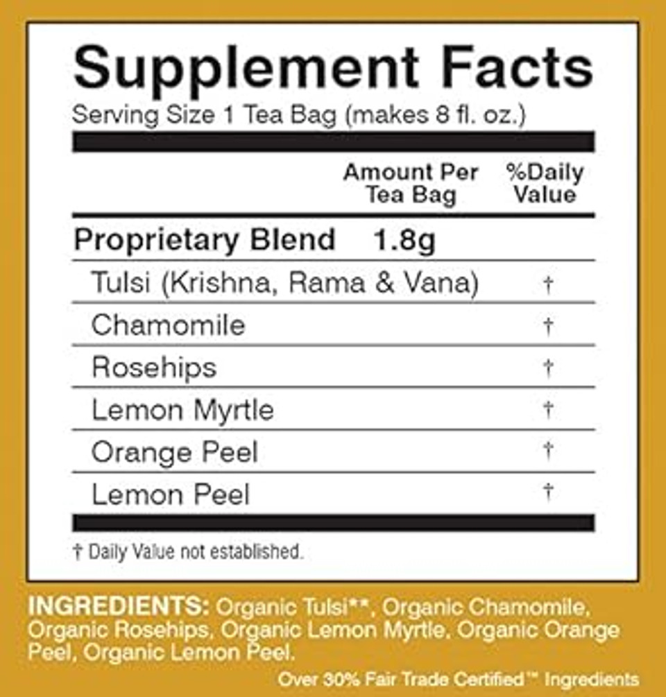 Davidson'S Organics, Tulsi Chamomile Flower, 25-Count Tea Bags, Pack Of 6