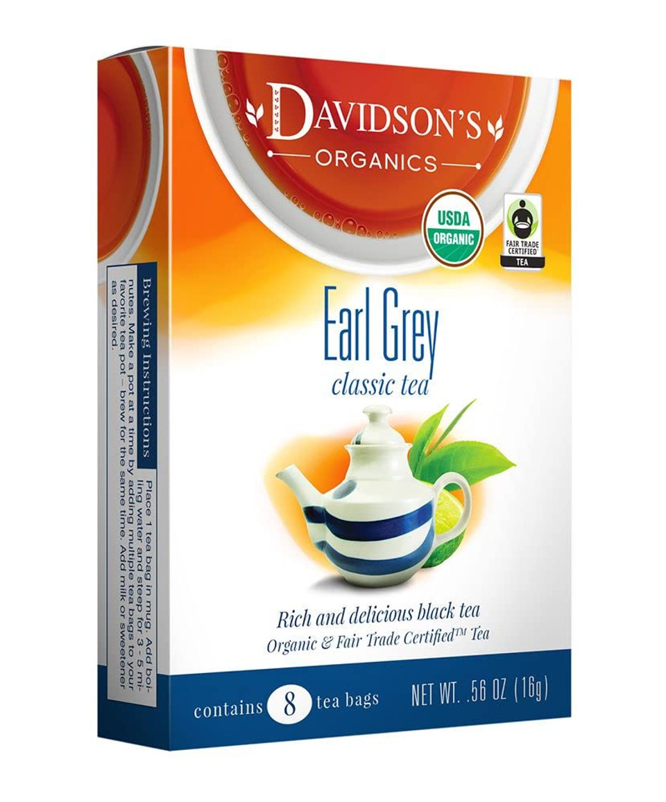 Davidson'S Organics, Earl Grey, 8-Count Tea Bags, Pack Of 12
