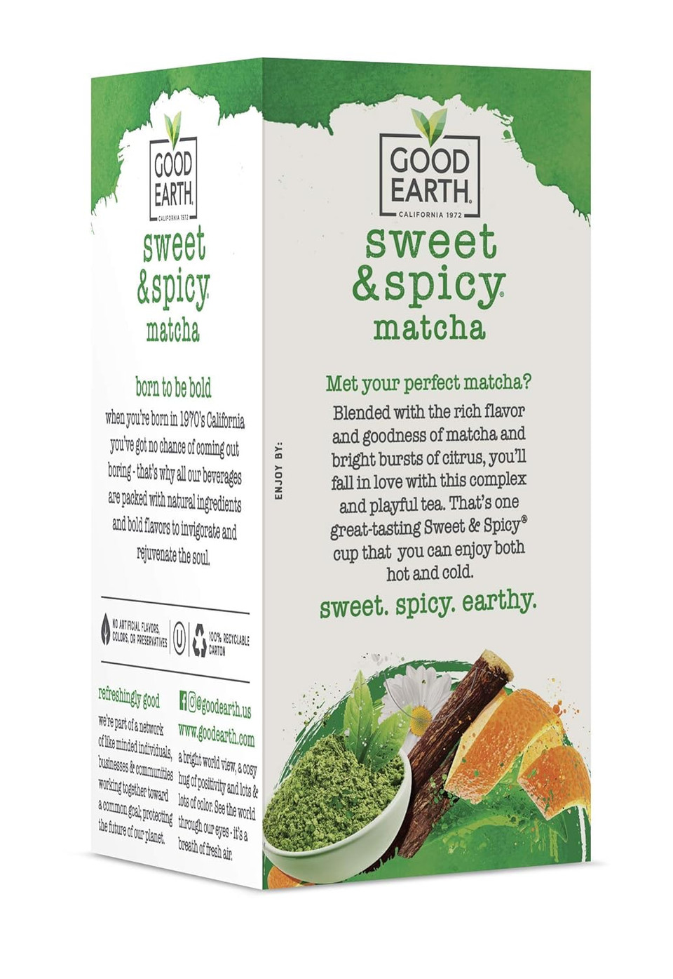 Good Earth Green Tea, Sweet And Spicy, Matcha Maker, 18 Count, Pack Of 6