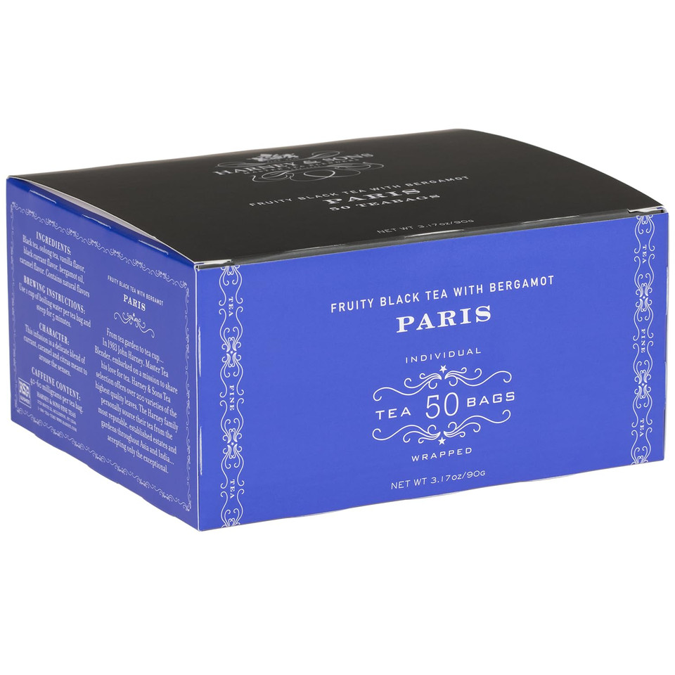Harney & Sons Paris Tea, Fruity Black Tea With Bergamot, 50 Teabags