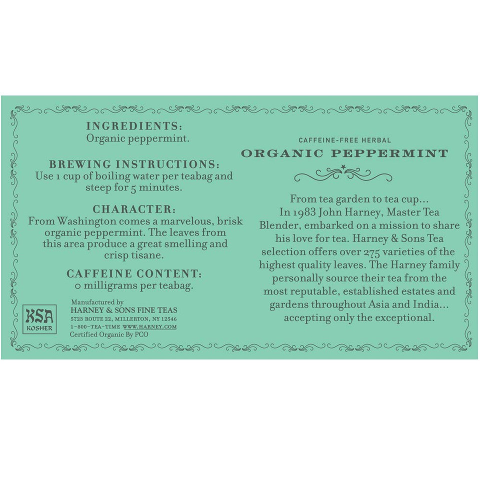 Harney & Sons Organic Peppermint Tea 1.76Oz/50G (50 Tea Bags)