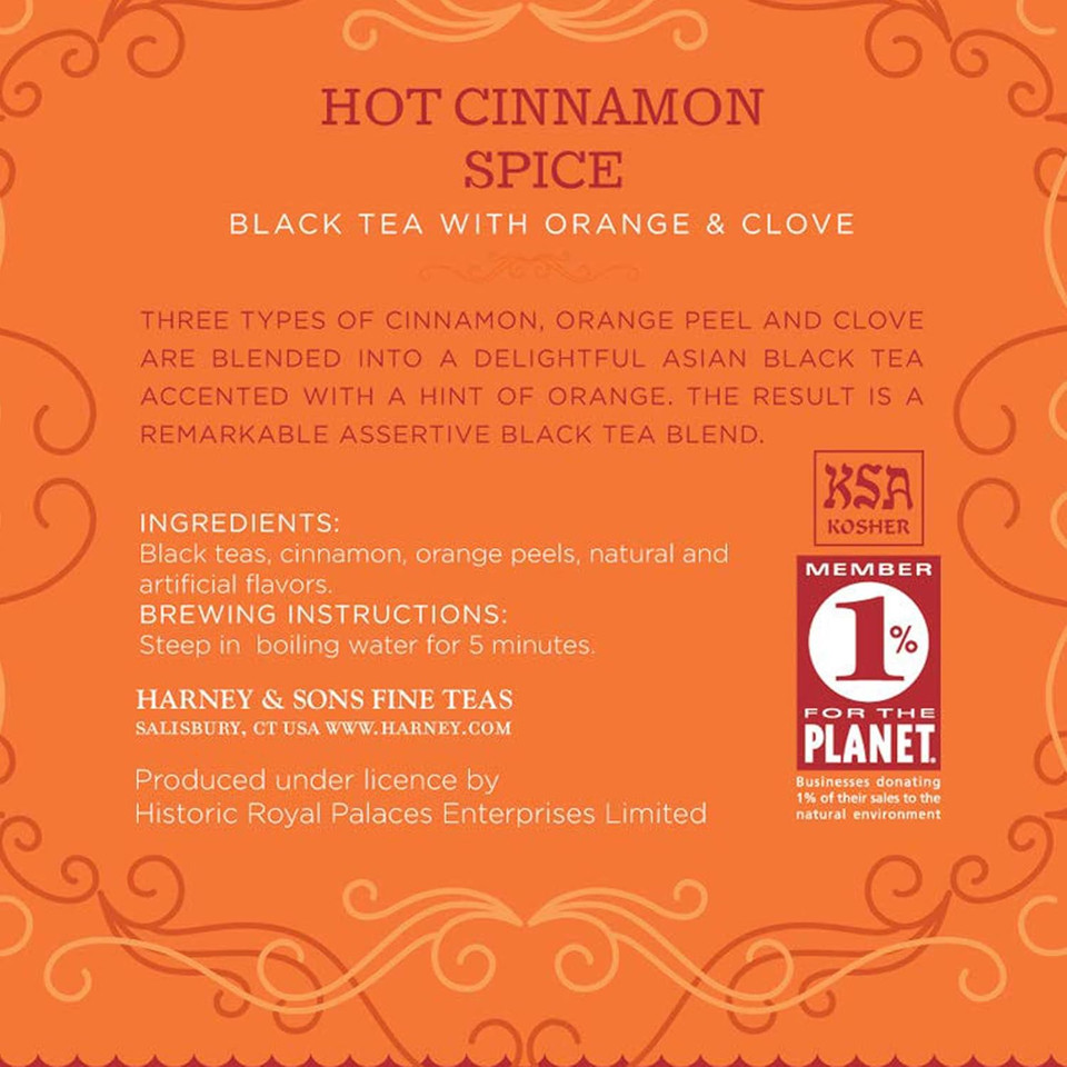 Harney & Sons Spicy Day & Night Tea Gift, Hot Cinnamon And Decaf Hot Cinnamon, Red Gift Box