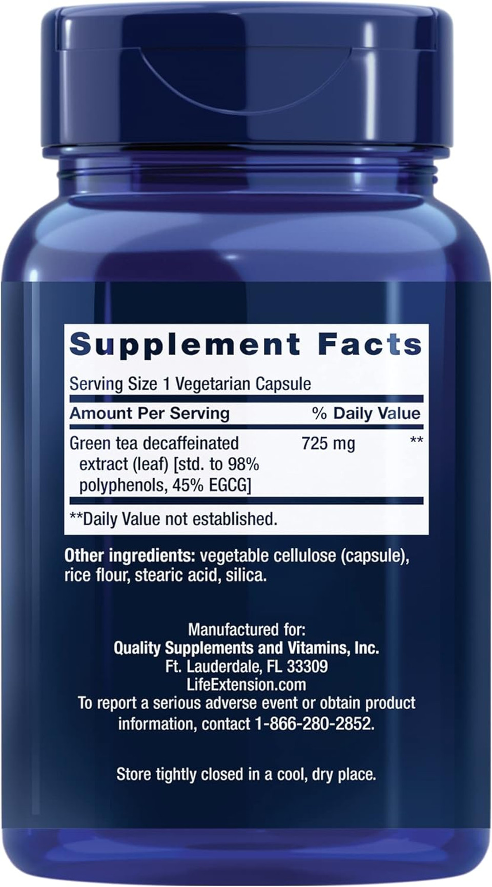 Life Extension Decaffeinated Mega Green Tea Extract  Polyphenol-Rich, Cell Health, Heart Health, Brain Health, Antioxidant Protection  Non-Gmo, Gluten-Free, Vegetarian  100 Capsules