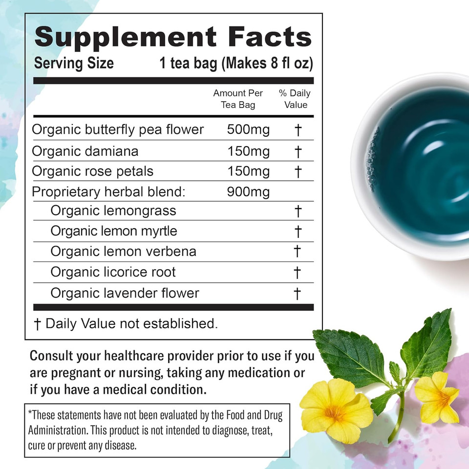 Numi Organic Damiana Herbal Tea Variety Pack - Relax, Focus & Uplift With Damiana, Butterfly Pea Flower, Lemon Balm, Gingko (Pack Of 3), 16 Count Herbal Tea Bags Numi Organic Damiana Herbal Tea Variety Pack - Relax, Focus & Uplift With Damiana, Butterfly Pea Flower, Lemon Balm, Gingko (Pack Of 3), 16 Count Herbal Tea Bags