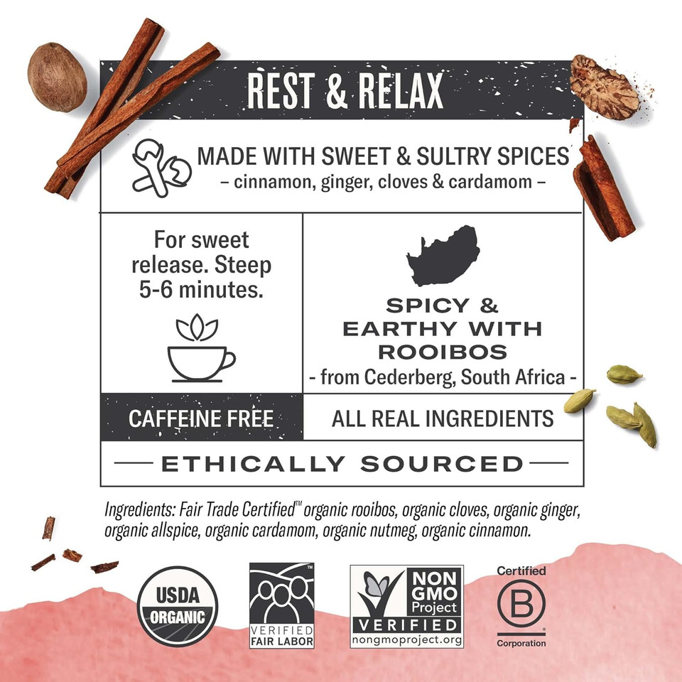 Numi Organic Rooibos Chai Tea, 16 Ounce Pouch, Loose Leaf Herbal Tea, Brews 200 Cups, Caffeine Free (Packaging May Vary)