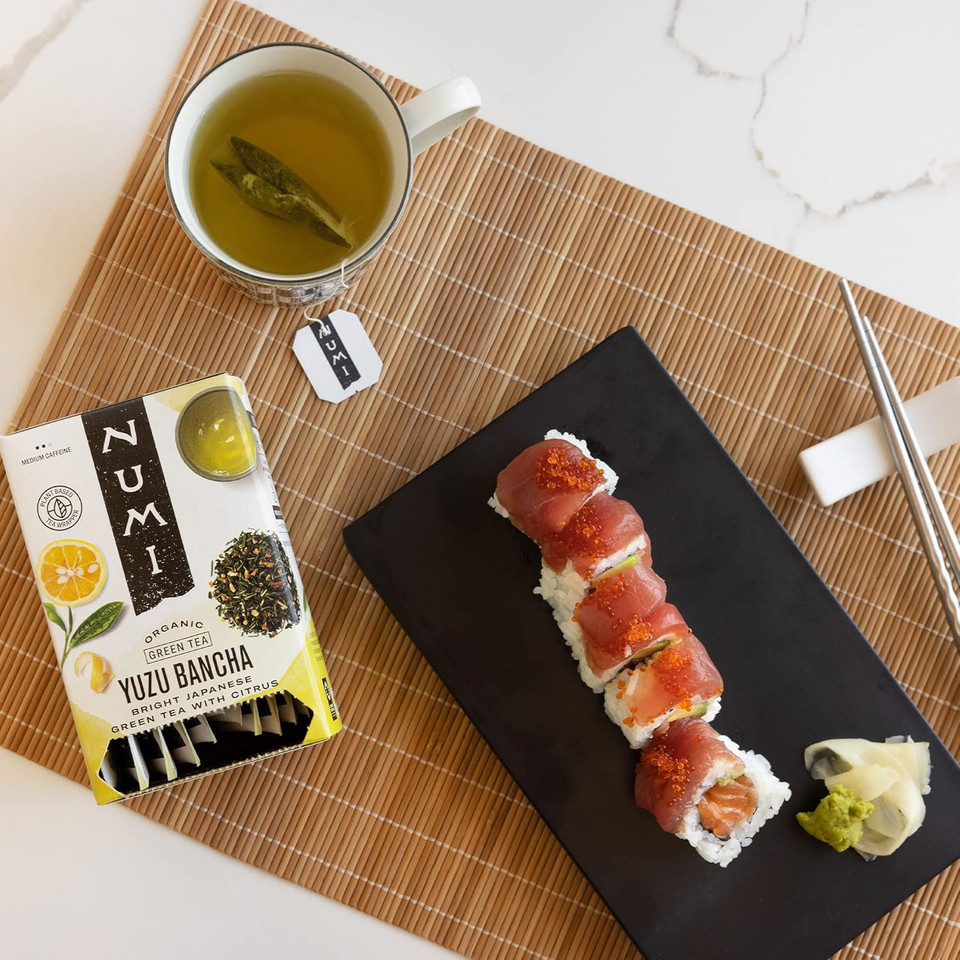 Numi Organic Yuzu Bancha Tea, 16 Tea Bags (Pack Of 3) Roasted Japanese Green Tea With Citrus, Caffeinated